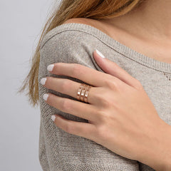 טבעת עם שמות בציפוי זהב אדום 18K - שלוש חריטות