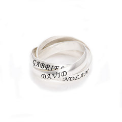 טבעת רוסית בחריטה אישית- 3 טבעות משולבות עם חריטה לפי בחירה מכסף 925
