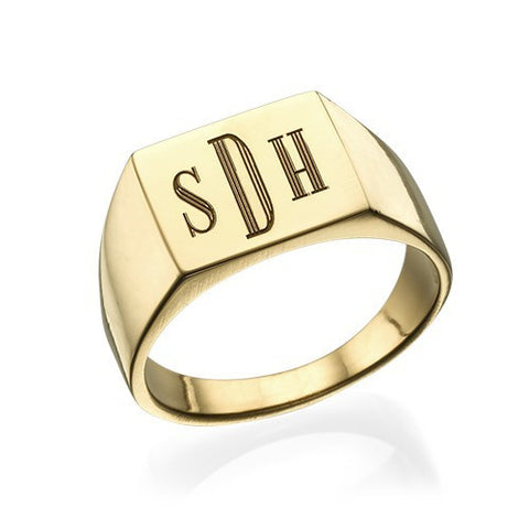 טבעת חותם לאישה עם ציפוי זהב 18