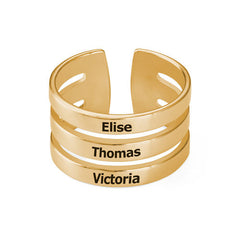 טבעת עם שמות בציפוי זהב ורמיל - שלוש חריטות