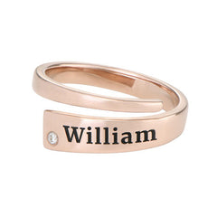 טבעת מעטפת בהתאמה אישית עם ציפוי זהב 18K אדום ואבן זירקוניה