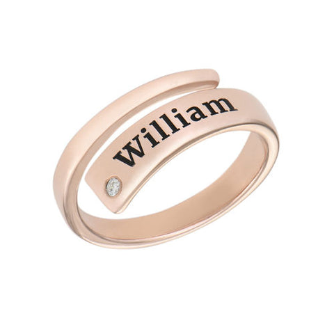 טבעת מעטפת בהתאמה אישית עם ציפוי זהב 18K אדום ואבן זירקוניה