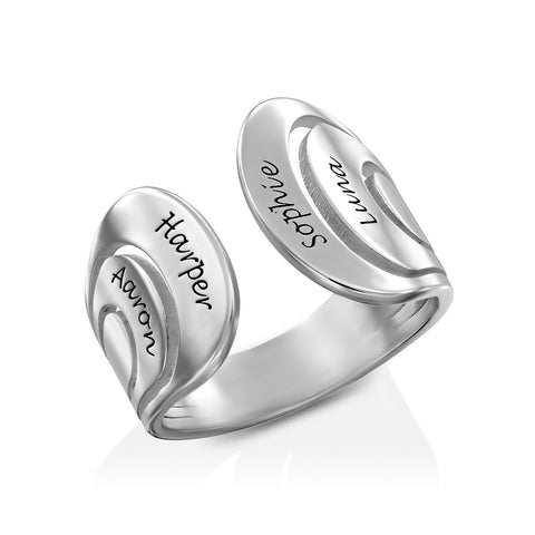 טבעת האג עם שמות בכסף סטרלינג 925