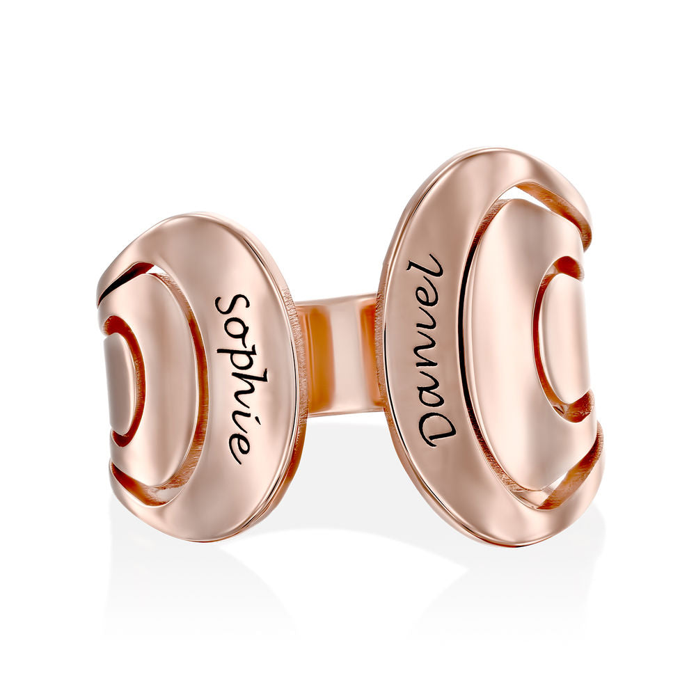 טבעת האג עם שמות מכסף בציפוי זהב אדום 18K
