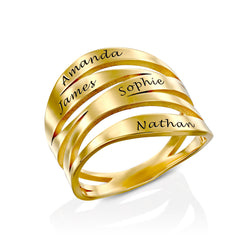 טבעת מרגו עם עד 5 חריטות אישיות מכסף בציפוי זהב 18K
