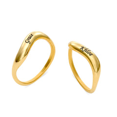 טבעת-גל -חריטה-בציפוי-זהב-נשים-מתנה-סט